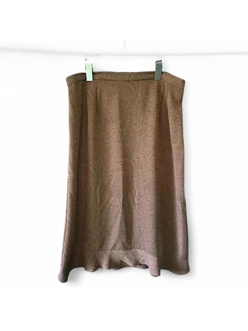 Vintage Brown Paisley Midi Skirt | Size 14P